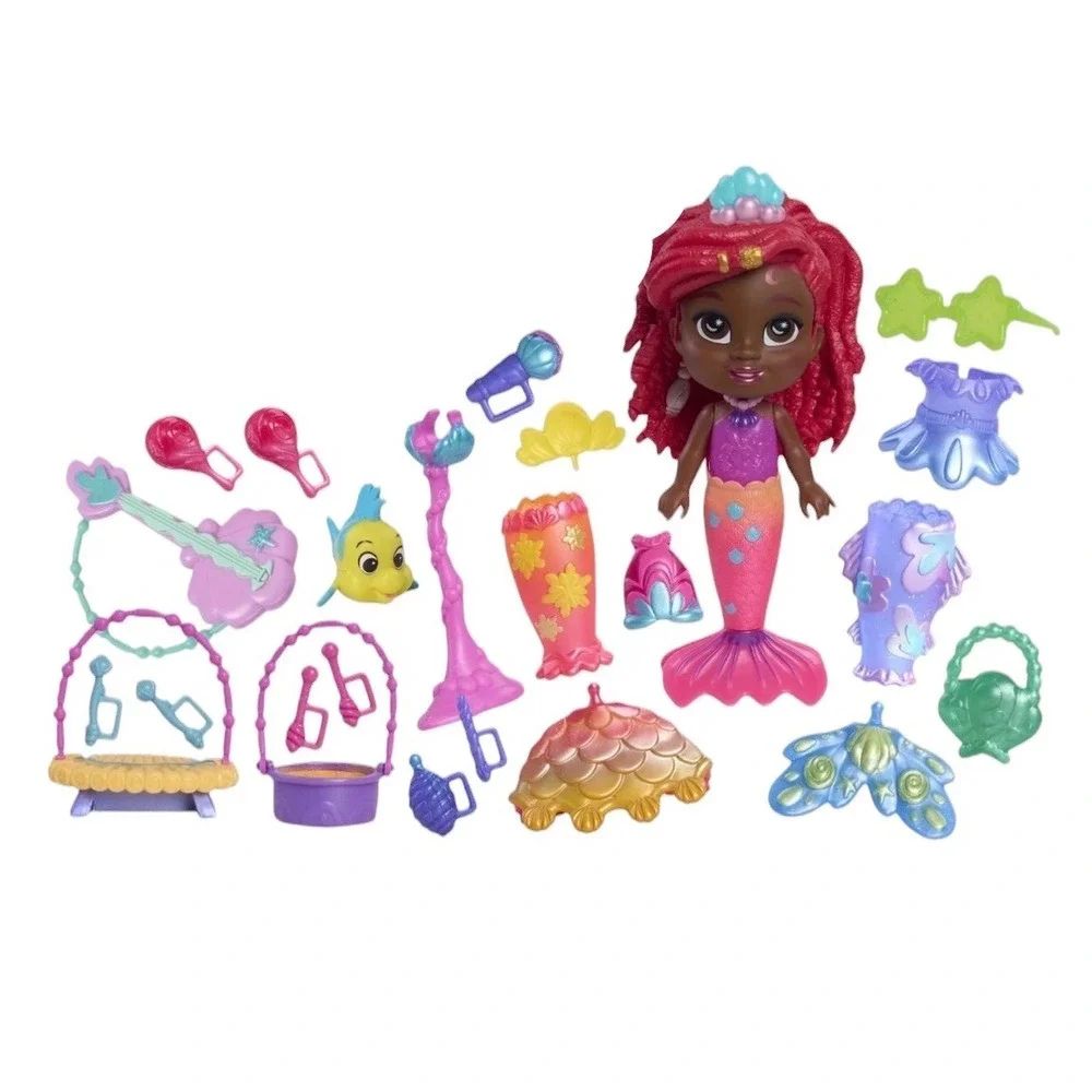 Disney Junior Ariel Pop Tails Deluxe Sea-Beat Set 26pc Mermaid Doll Flounder NEW